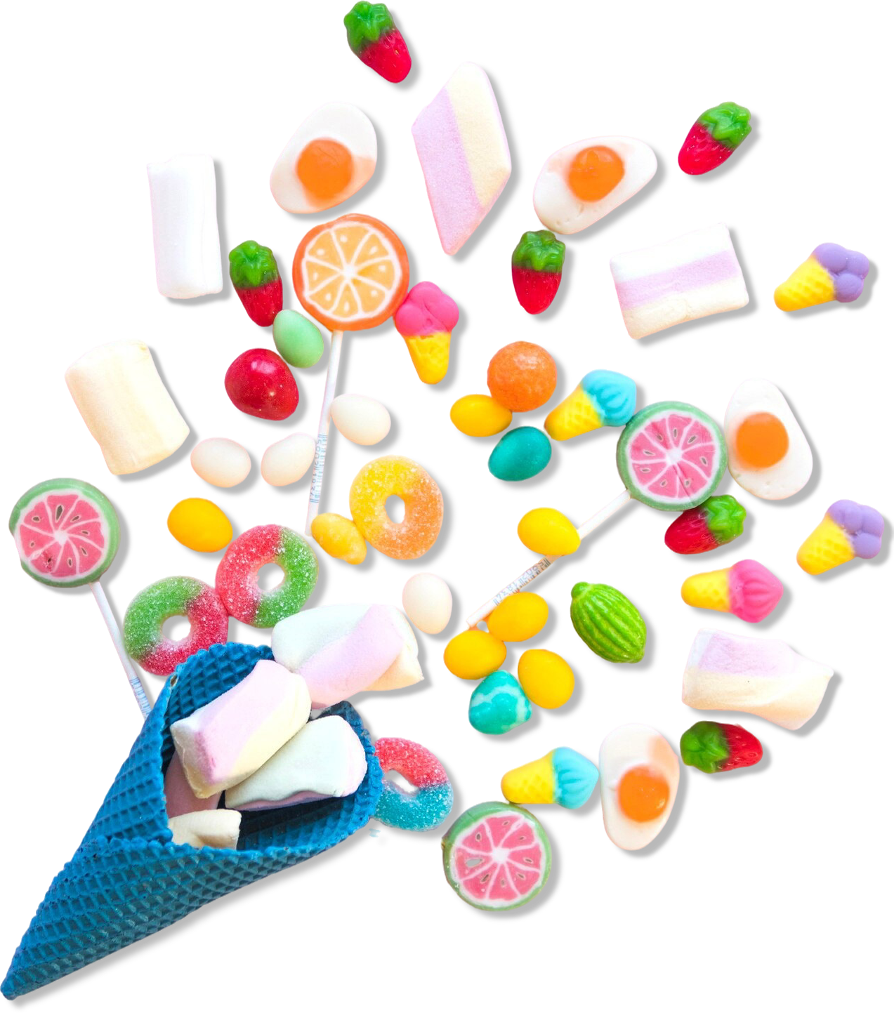 sweets scattered pink table